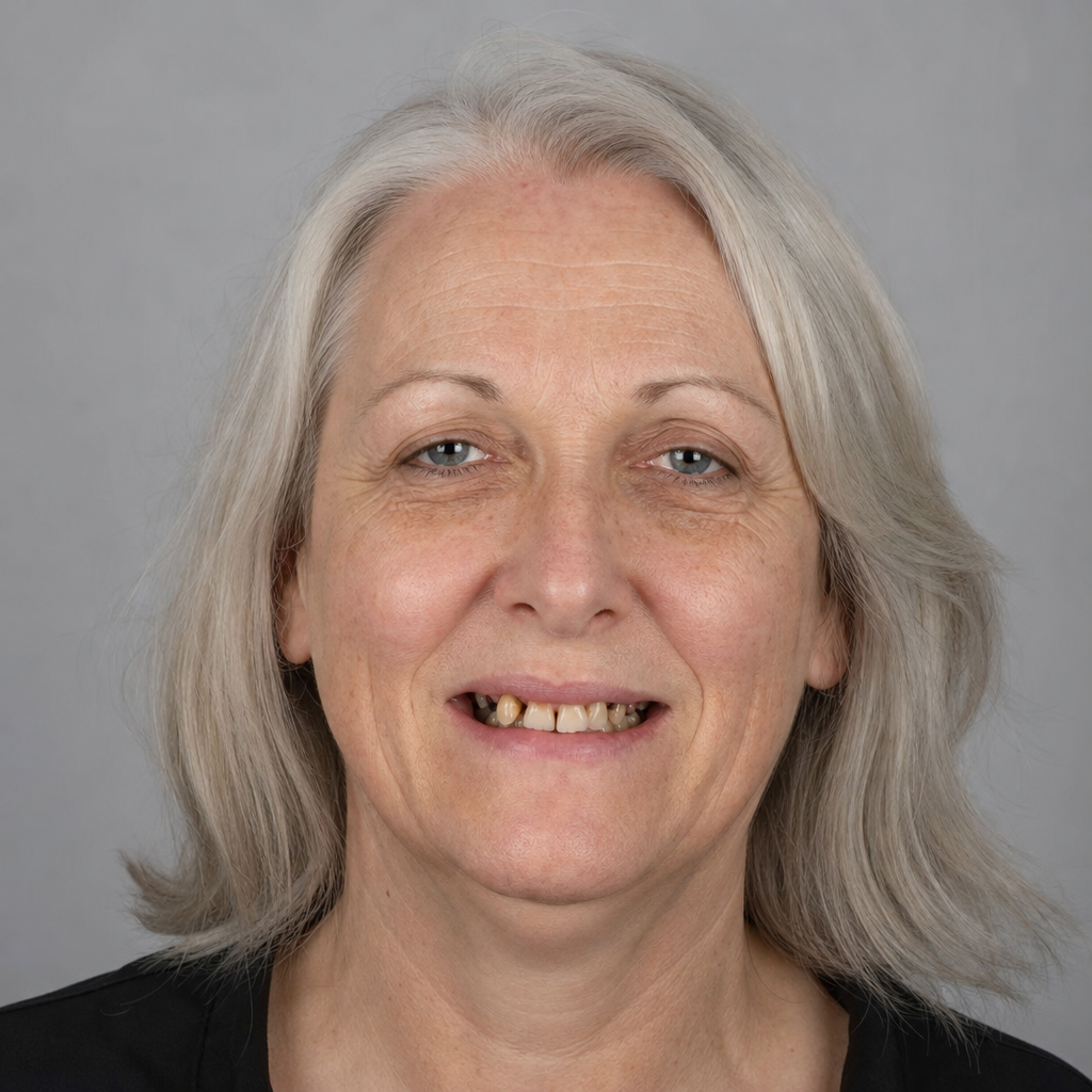Margaret before dental implant treatment