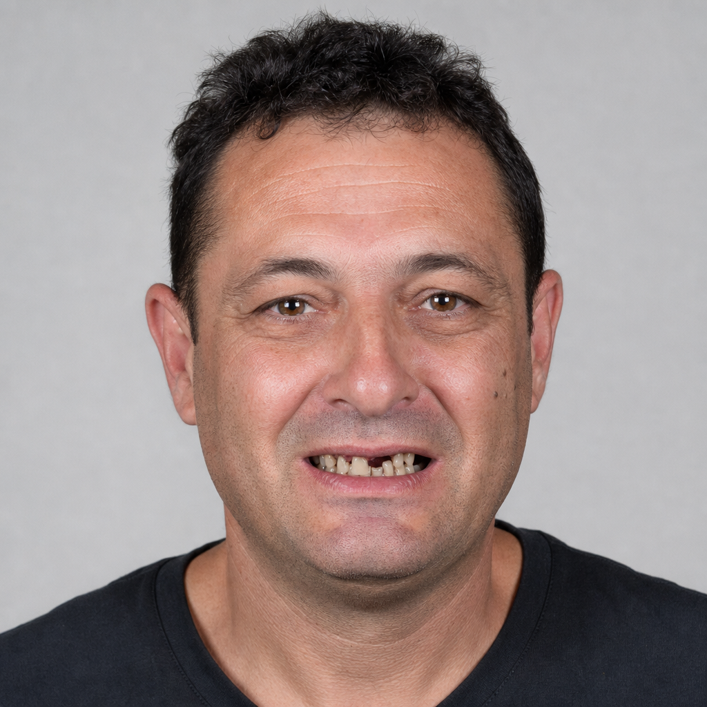 Daniel before dental implant treatment
